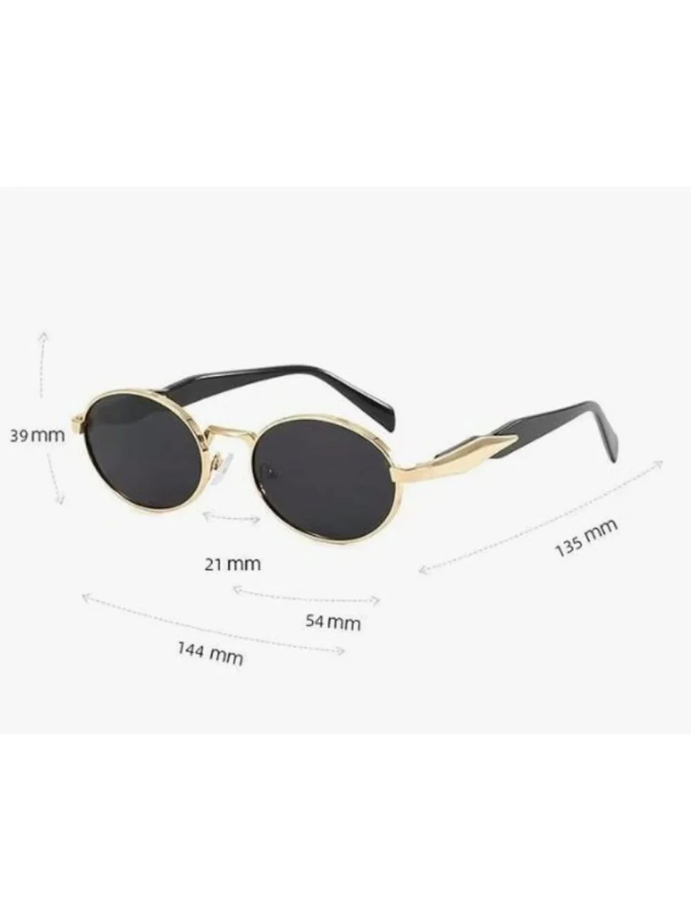 Oval Gold Metal Frame Sunglasses Dark Green Gradient Lenses Retro Vintage Unisex